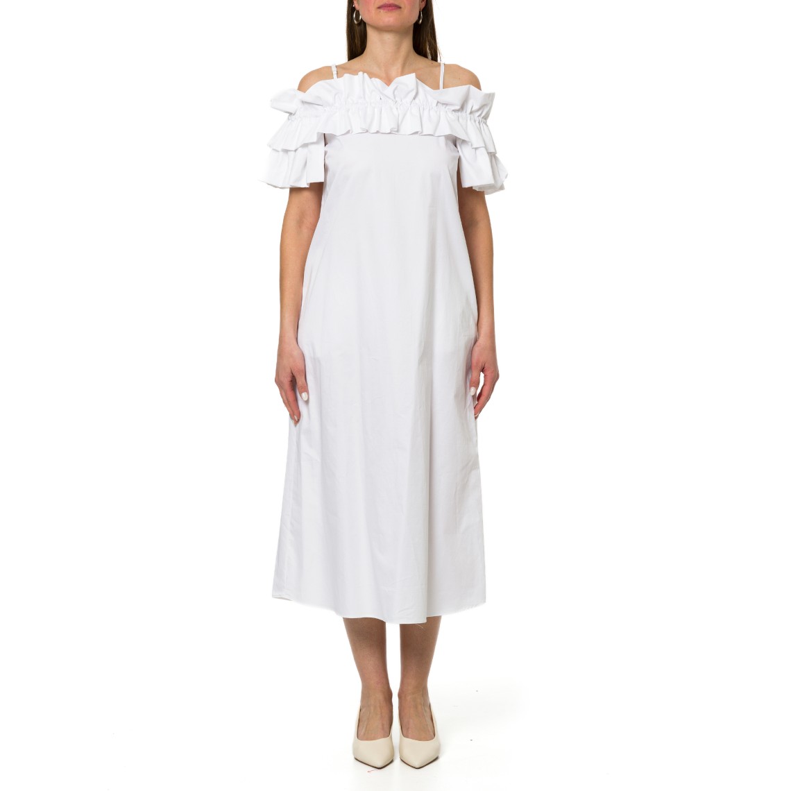 Abito con rouches e scollo bardot Hanita Couture