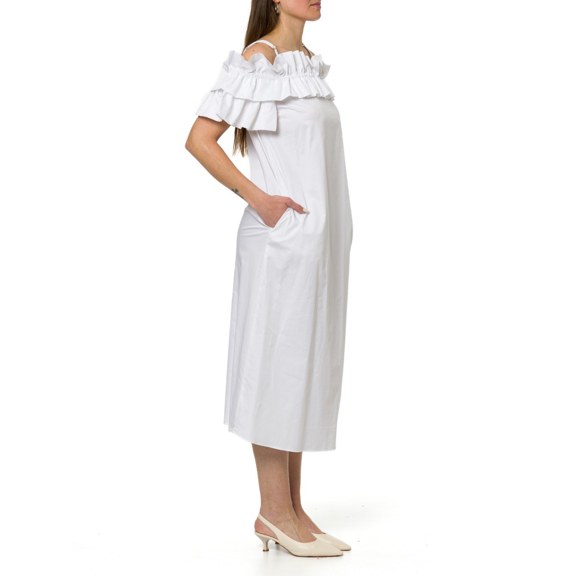 Abito con rouches e scollo bardot Hanita Couture