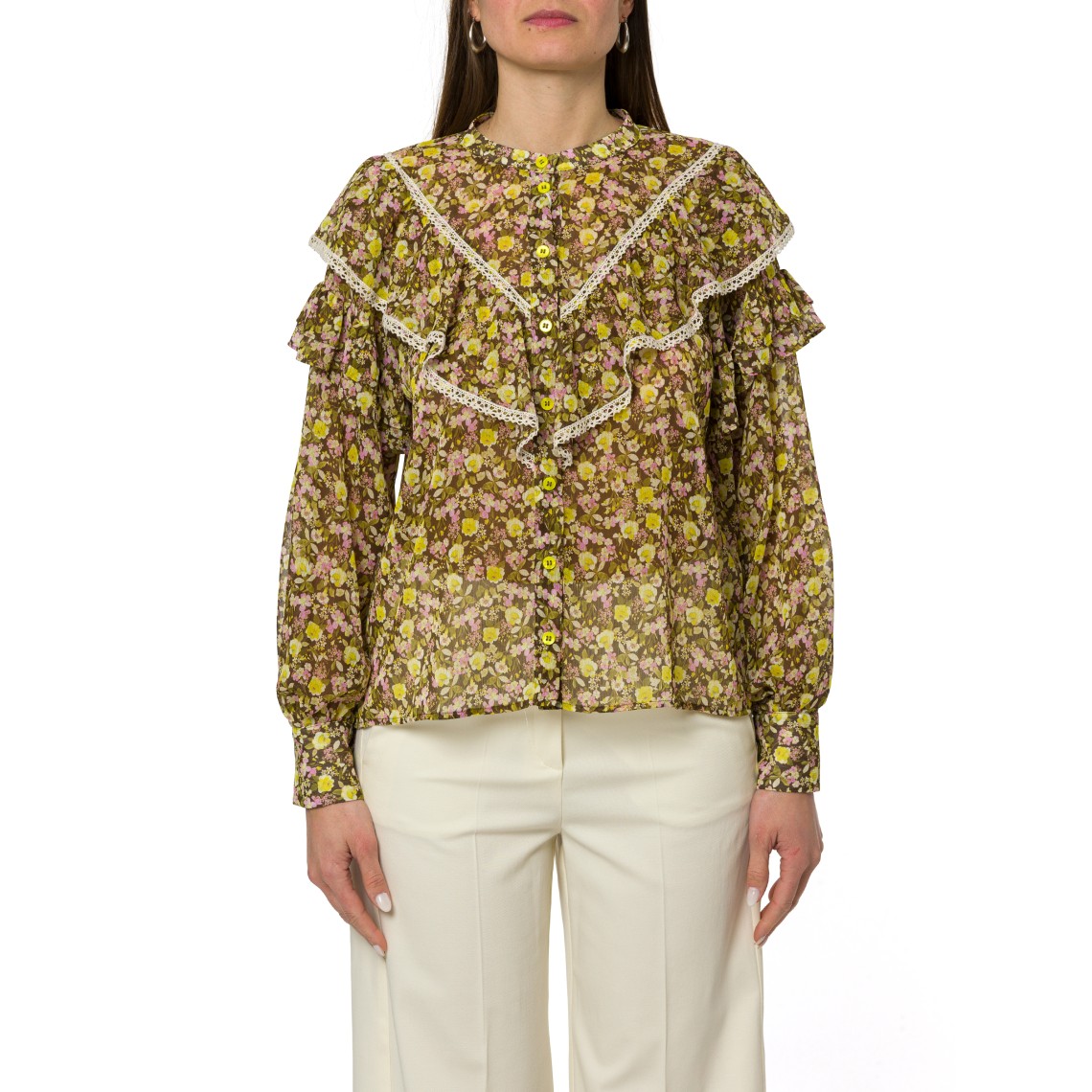 Camicia con balze i Blues