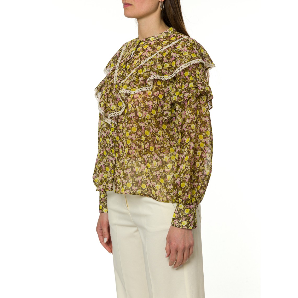 Camicia con balze i Blues