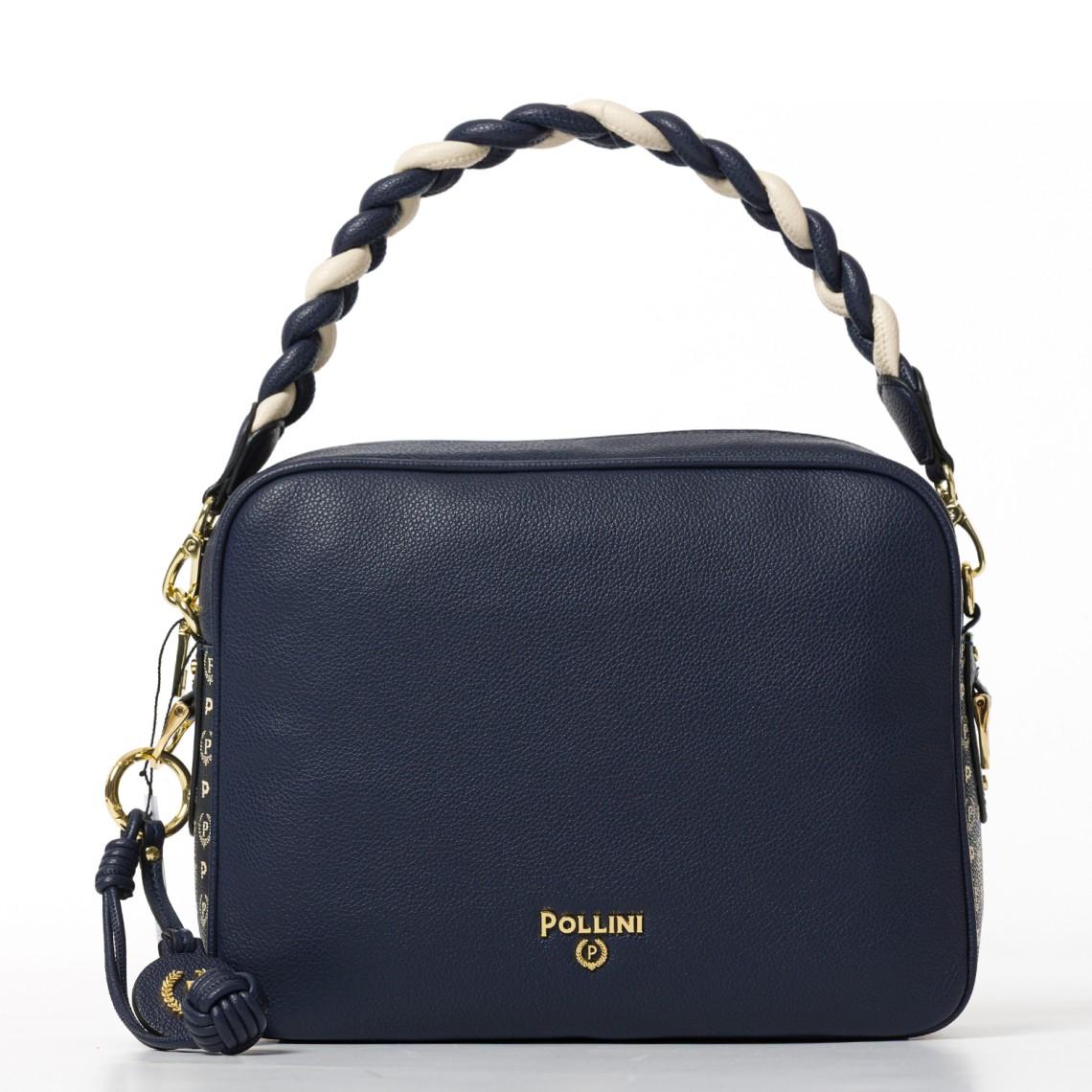 Borsa con manico intrecciato Pollini