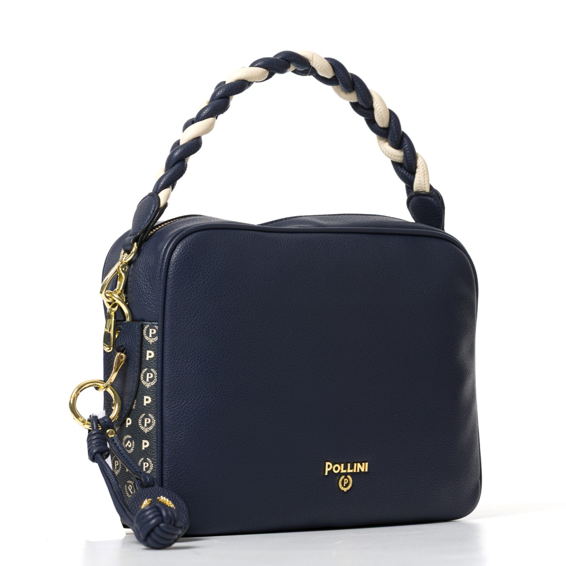 Borsa con manico intrecciato Pollini