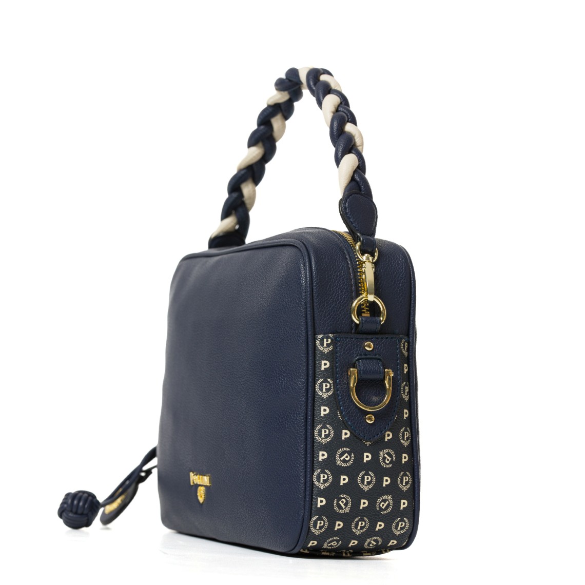 Borsa con manico intrecciato Pollini