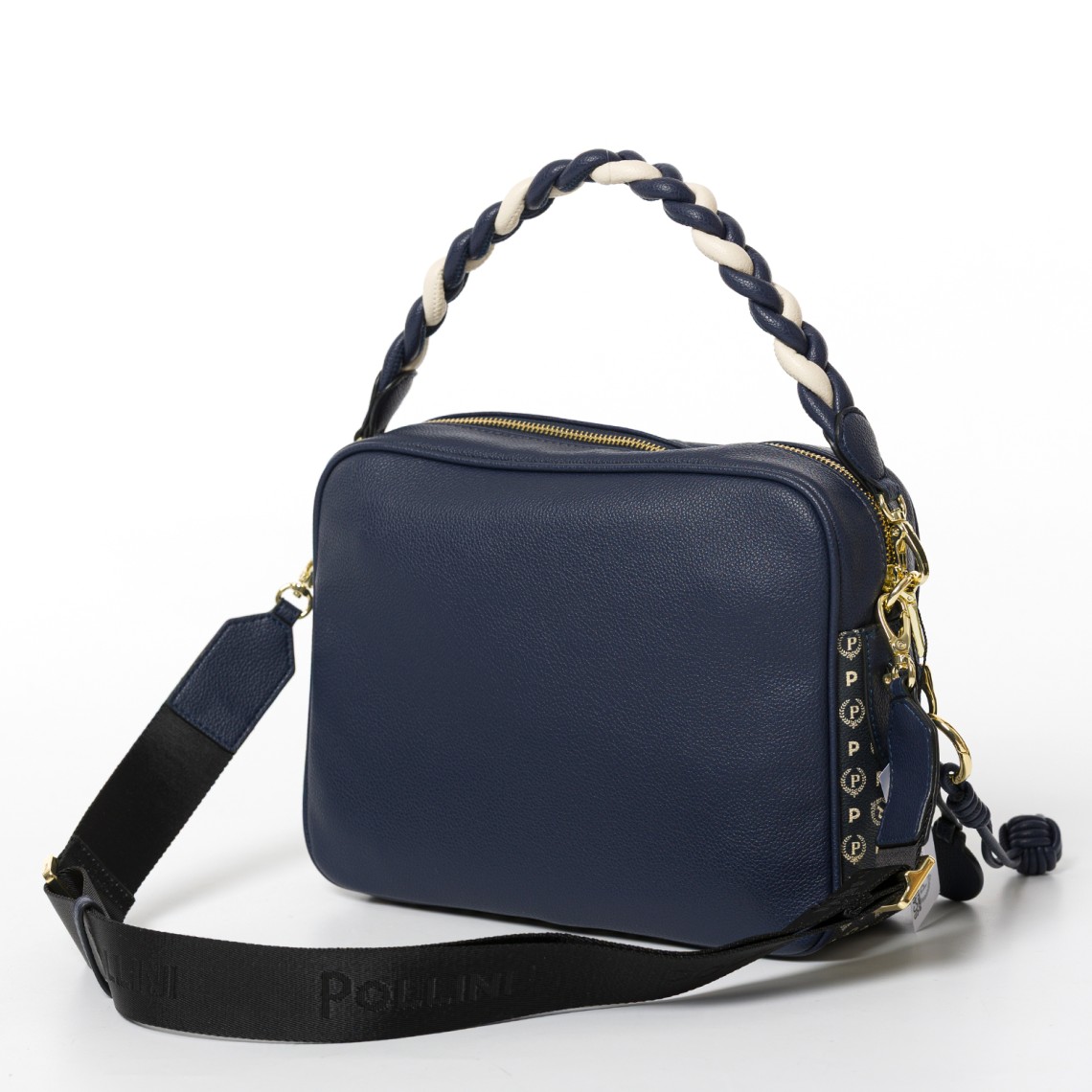 Borsa con manico intrecciato Pollini