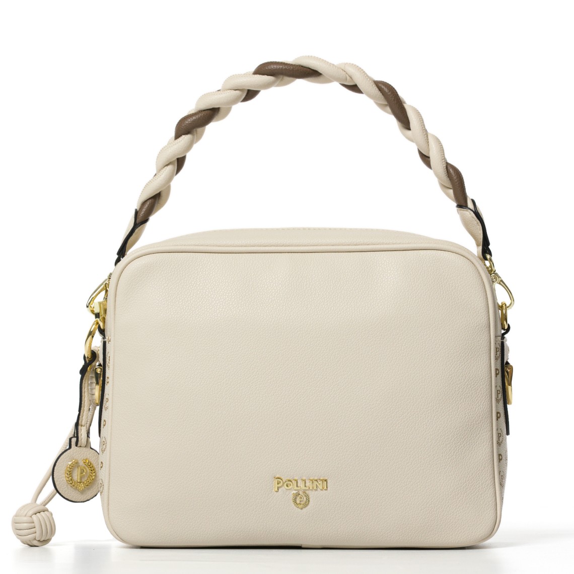 Borsa con manico intrecciato Pollini