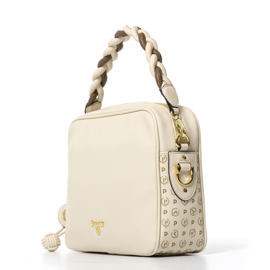 Borsa con manico intrecciato Pollini