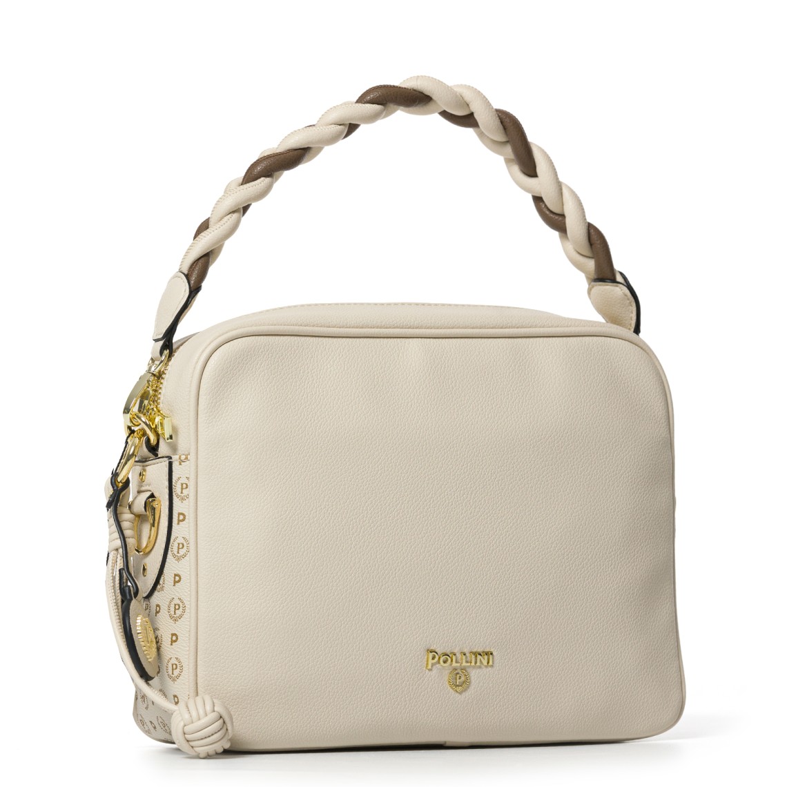 Borsa con manico intrecciato Pollini