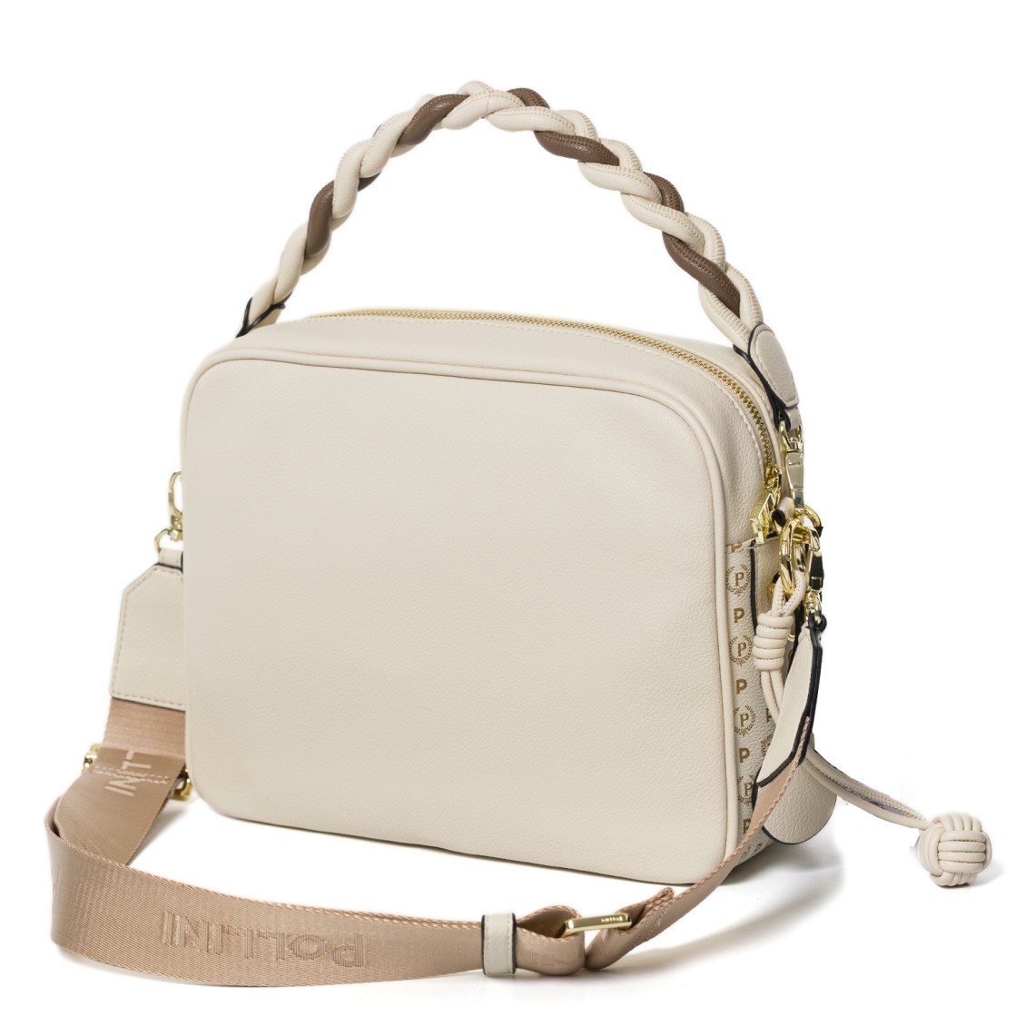 Borsa con manico intrecciato Pollini