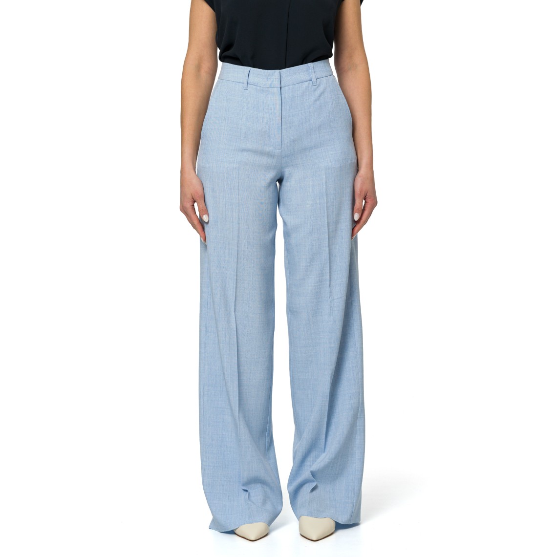 Pantalone dritto in tela stretch malfilé Marella