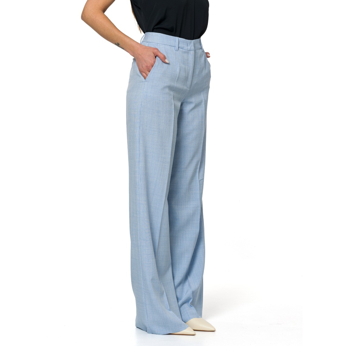 Pantalone dritto in tela stretch malfilé Marella