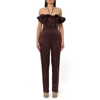 Tuta in raso stretch con maxi ruche Elisabetta Franchi