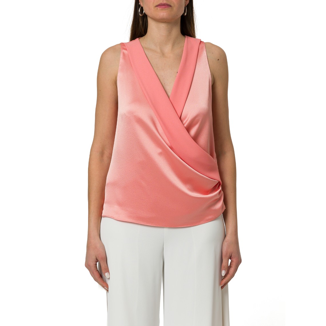 Top Hanita Couture in envers satin con scollo incrociato