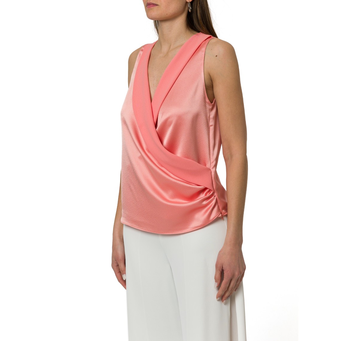 Top Hanita Couture in envers satin con scollo incrociato