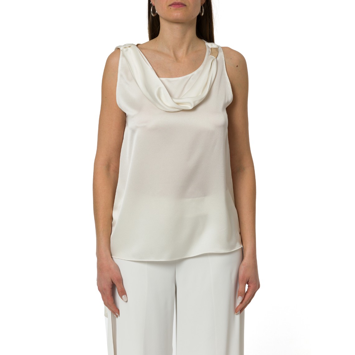 Canotta in raso Hanita Couture con scollo morbido