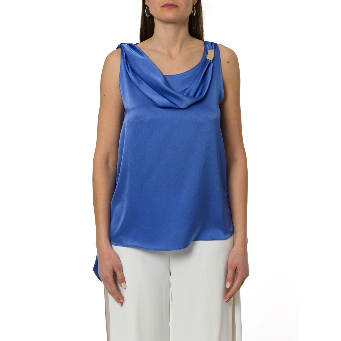 Canotta in raso Hanita Couture con scollo morbido