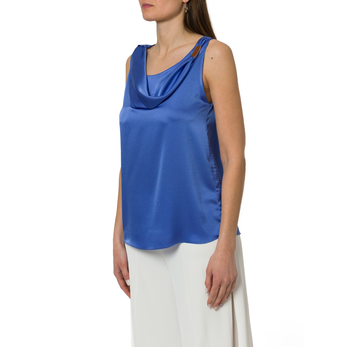 Canotta in raso Hanita Couture con scollo morbido