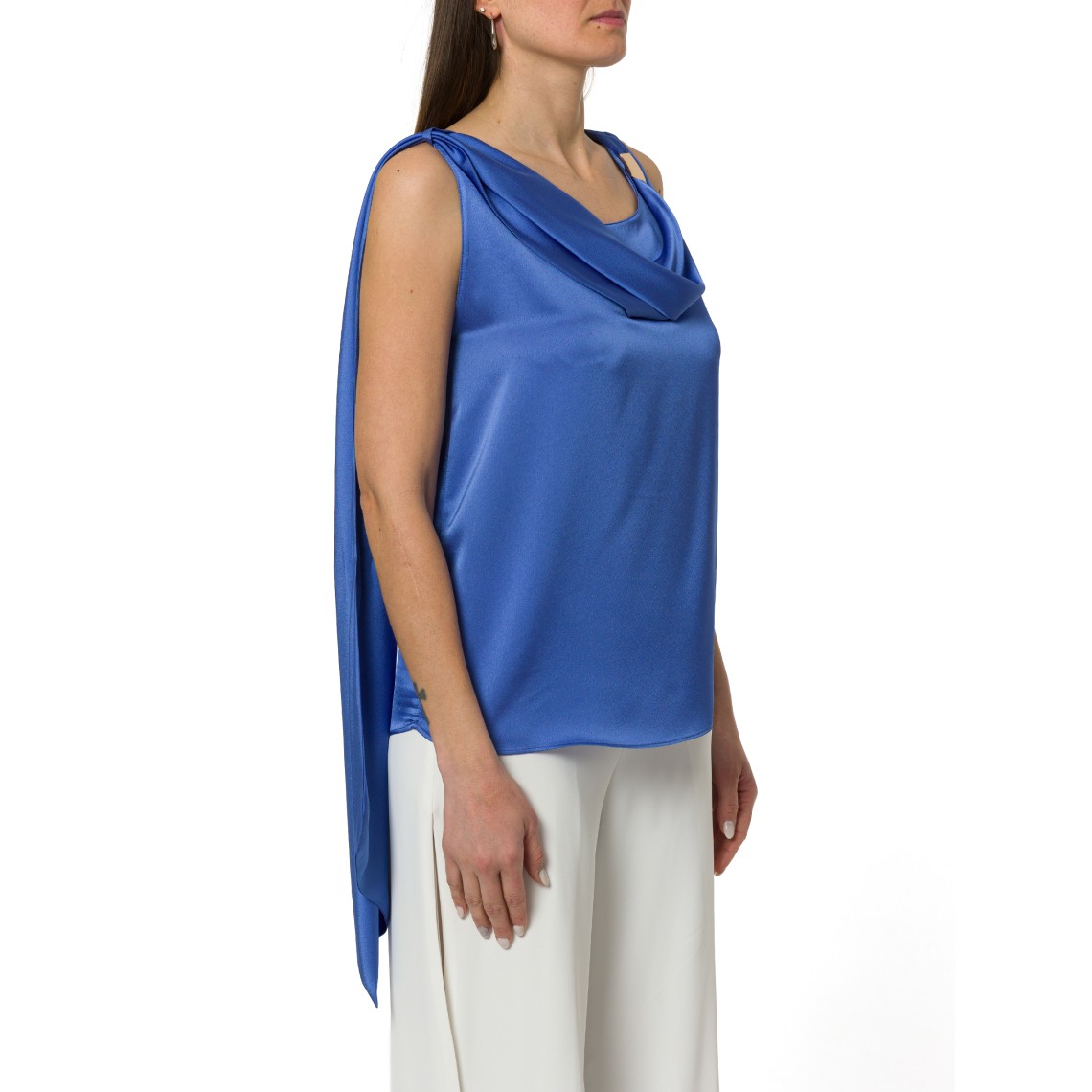 Canotta in raso Hanita Couture con scollo morbido