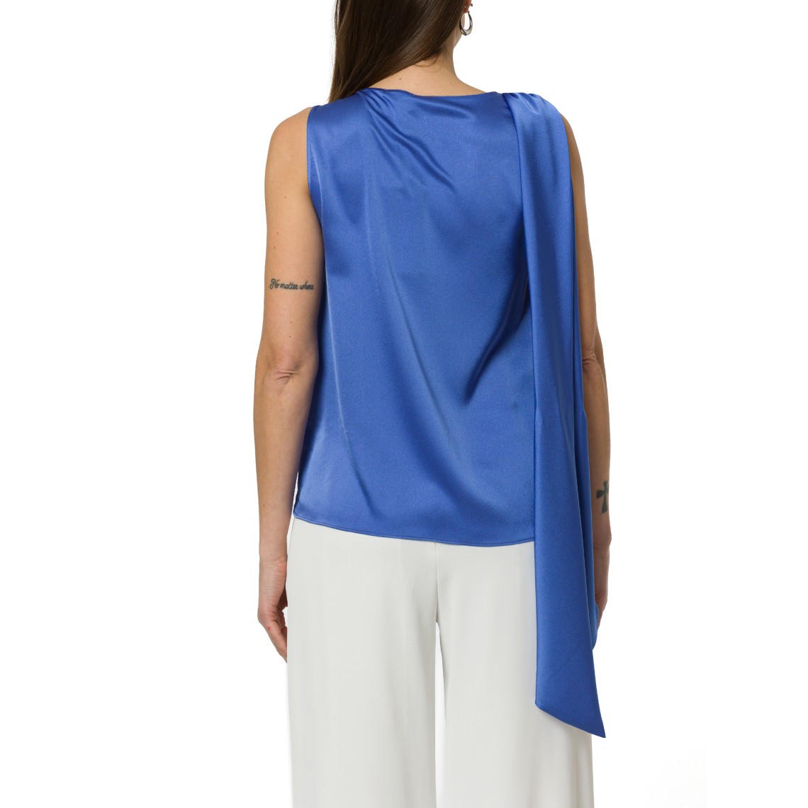 Canotta in raso Hanita Couture con scollo morbido