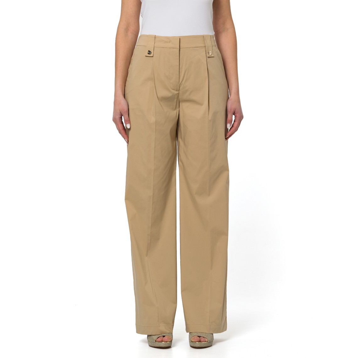 Pantaloni straight in popeline Liu Jo