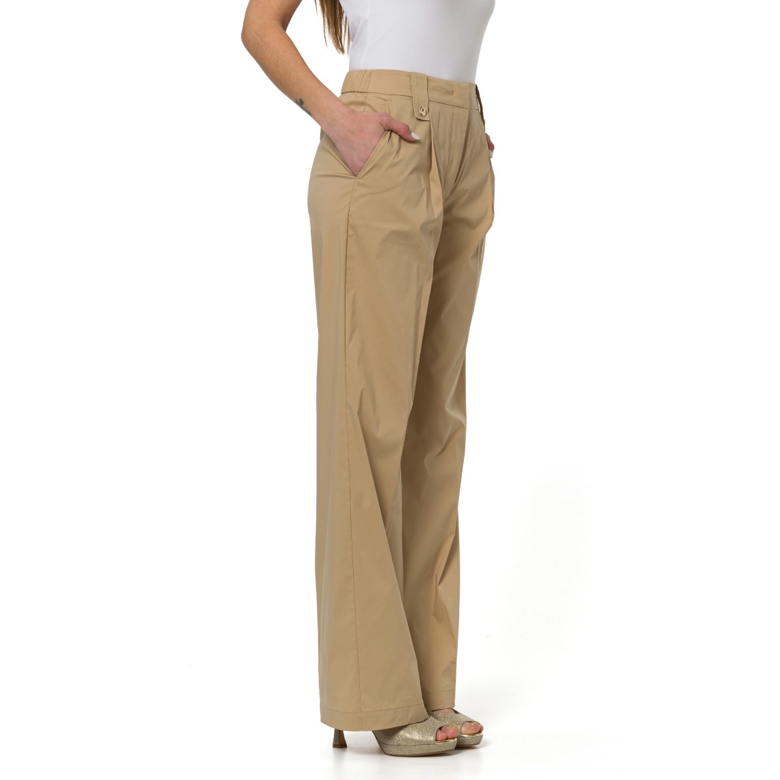 Pantaloni straight in popeline Liu Jo