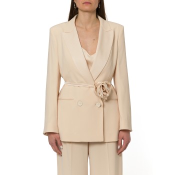 Blazer in envers satin con cintura Marella