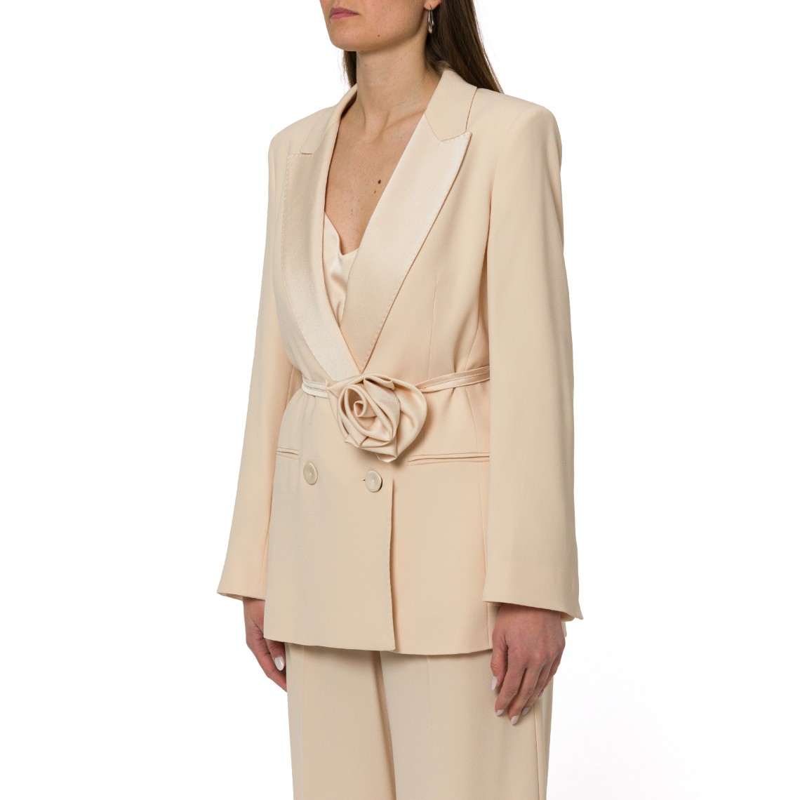 Blazer in envers satin con cintura Marella