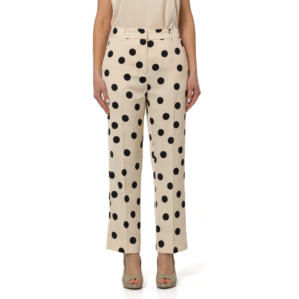Pantaloni satinati a pois Marella