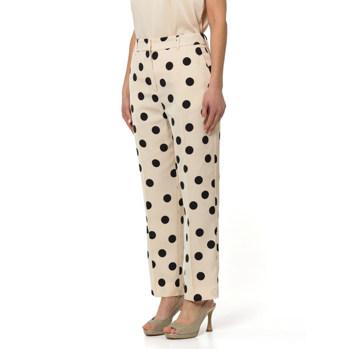 Pantaloni satinati a pois Marella