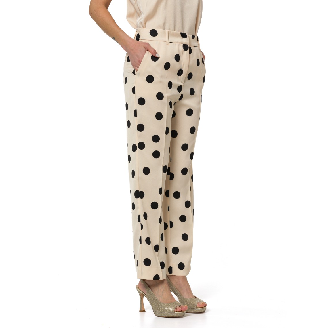 Pantaloni satinati a pois Marella