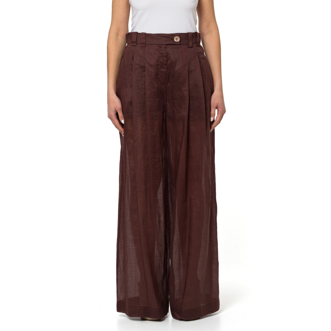 Pantalone wide leg in ramié Marella