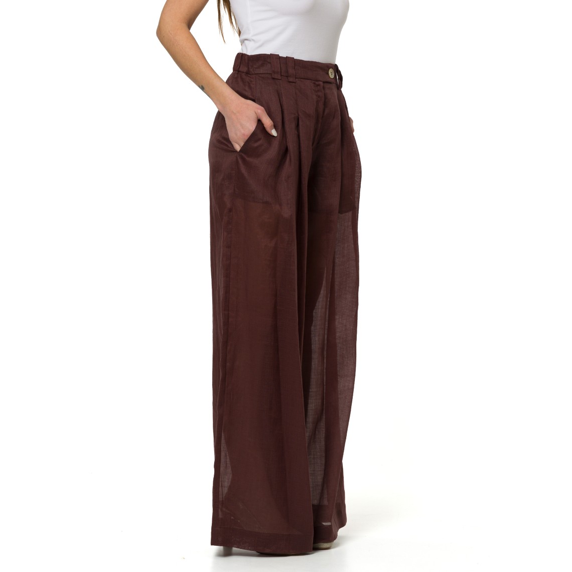 Pantalone wide leg in ramié Marella