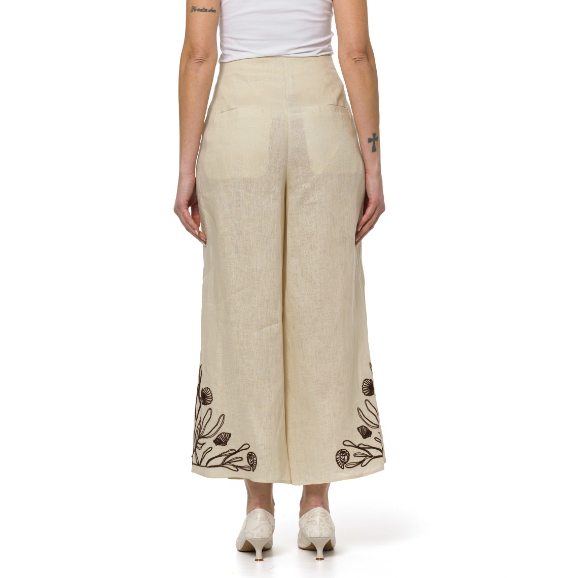 Pantalone in lino con ricami Marella