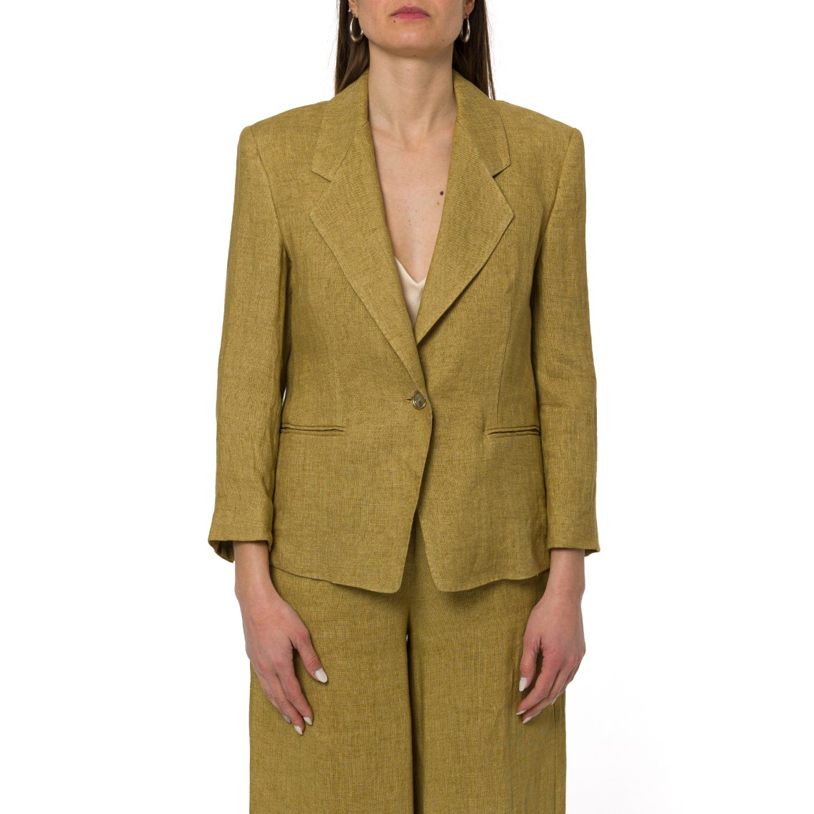 Blazer aderente in lino delavé Marella