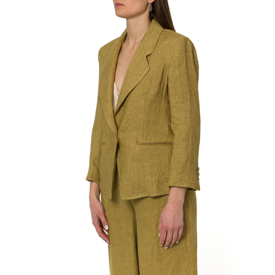 Blazer aderente in lino delavé Marella