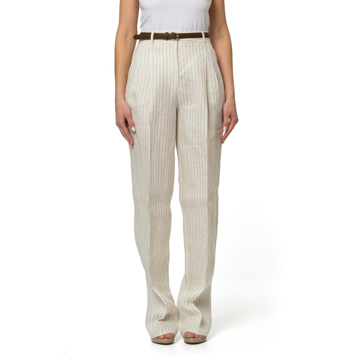 Pantalone in lino gessato Mstfonte Max Mara Studio