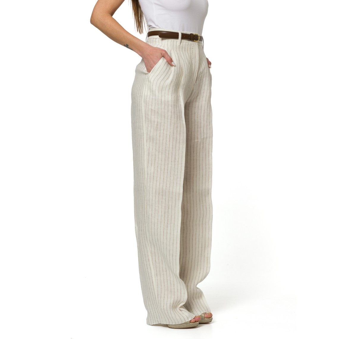 Pantalone in lino gessato Mstfonte Max Mara Studio