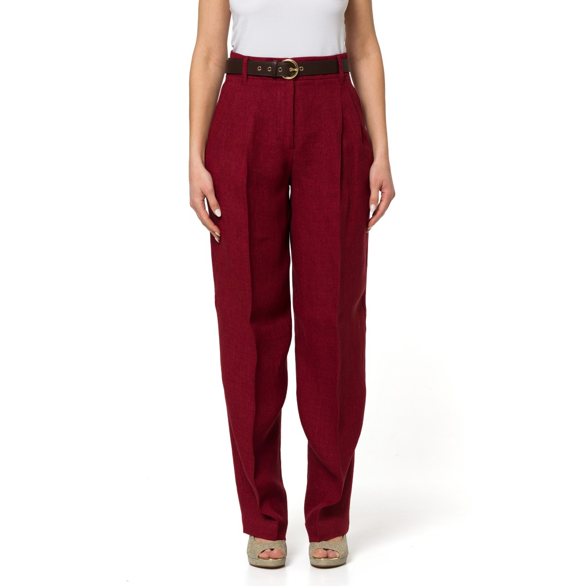 Pantalone ampio in batavia di lino Mstsumero Max Mara Studio