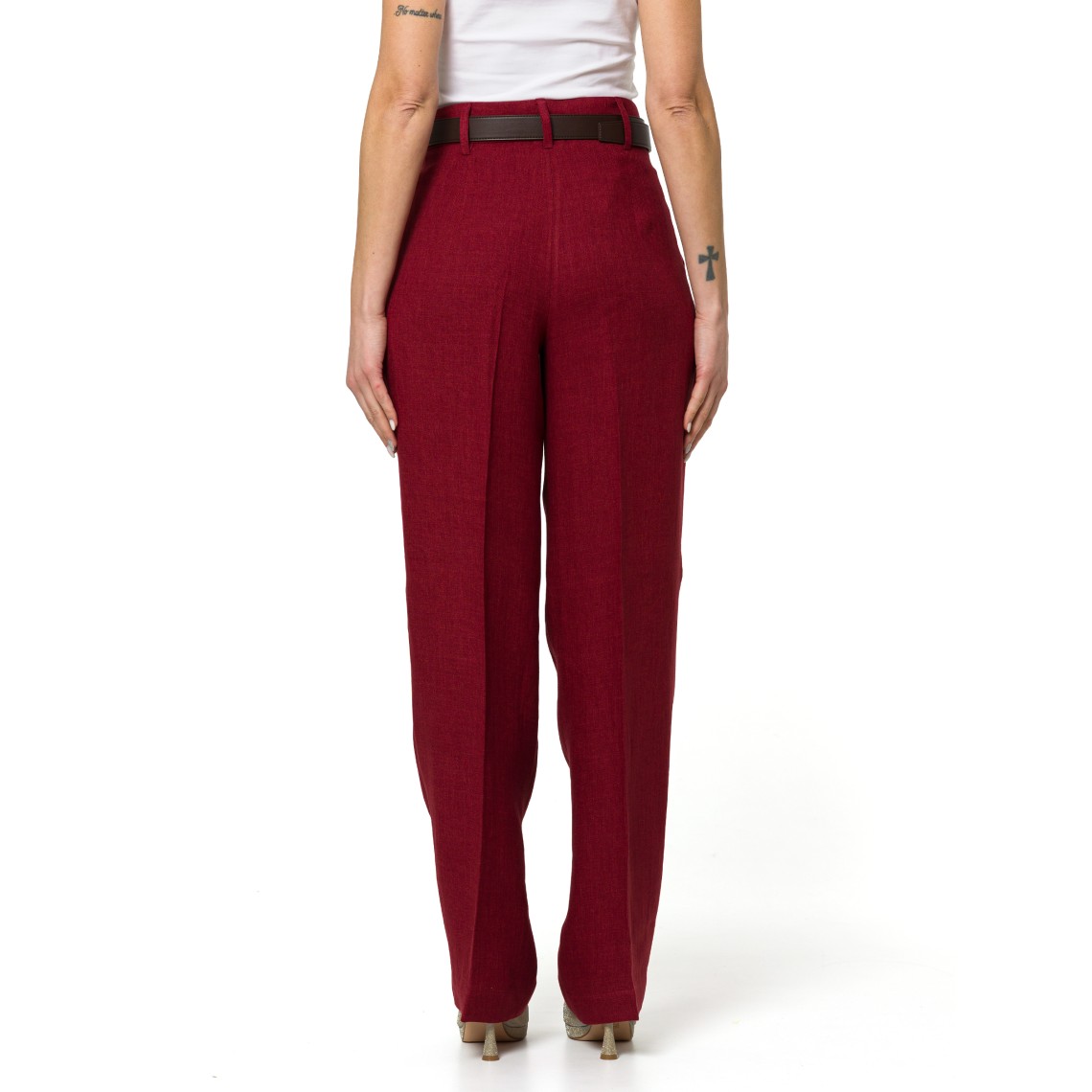 Pantalone ampio in batavia di lino Mstsumero Max Mara Studio