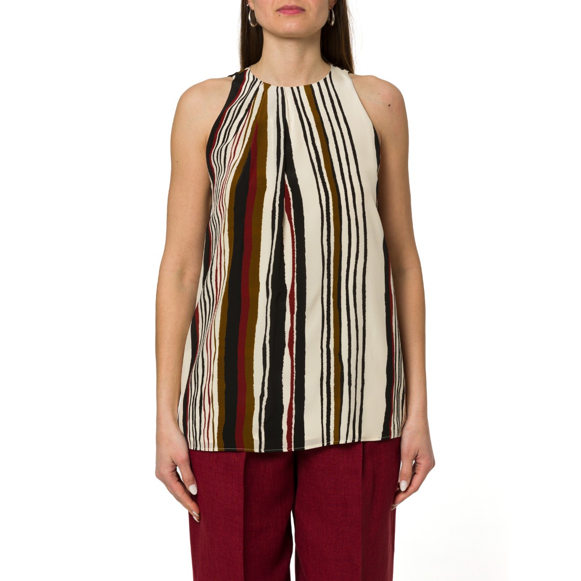 Top in crêpe de Chine di seta stampata Mstancora Max Mara Studio