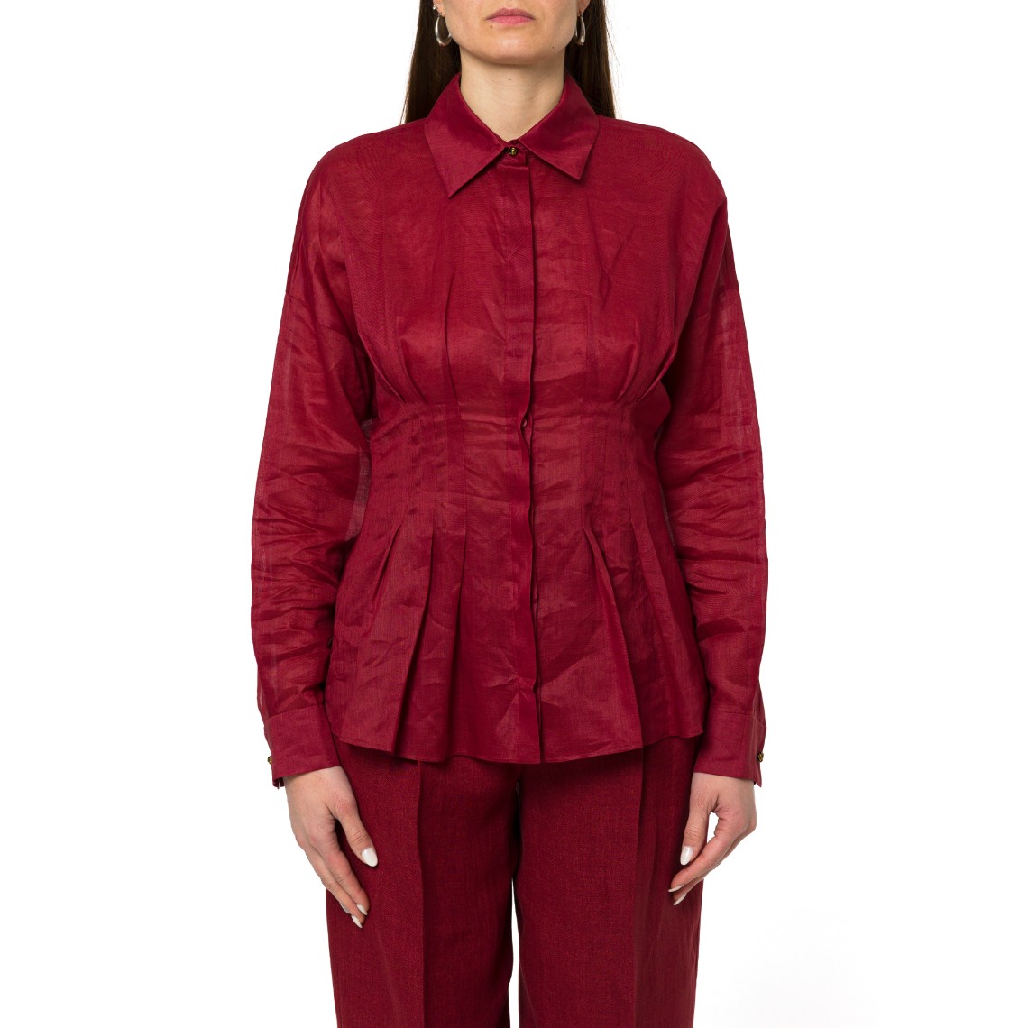 Camicia a maniche lunghe in tela ramié Mstora Max Mara Studio