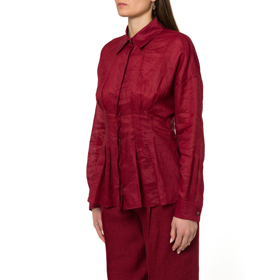 Camicia a maniche lunghe in tela ramié Mstora Max Mara Studio