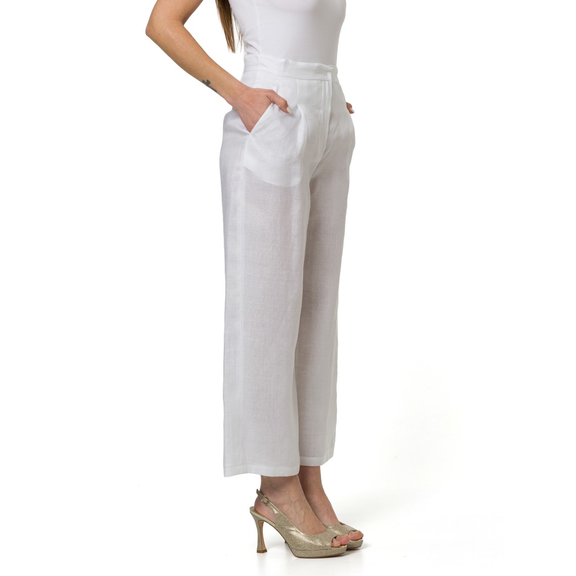 Pantalone crop in tela ramié Msttartufo Max Mara Studio