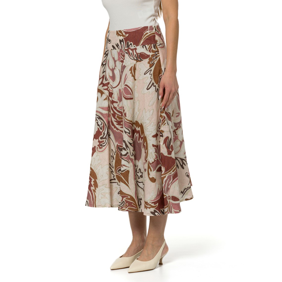 Gonna in lino stampato Marella Sport
