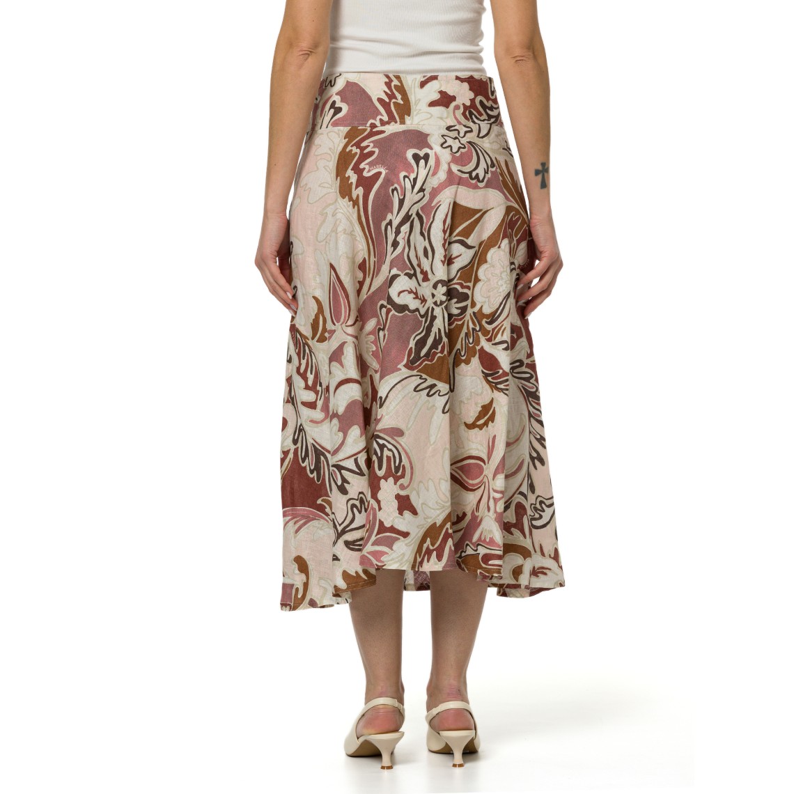 Gonna in lino stampato Marella Sport