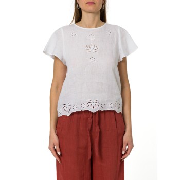 Blusa in lino con ricami Marella Sport
