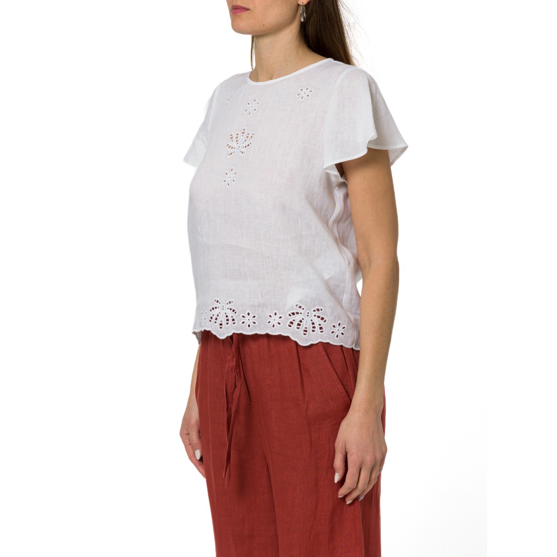 Blusa in lino con ricami Marella Sport