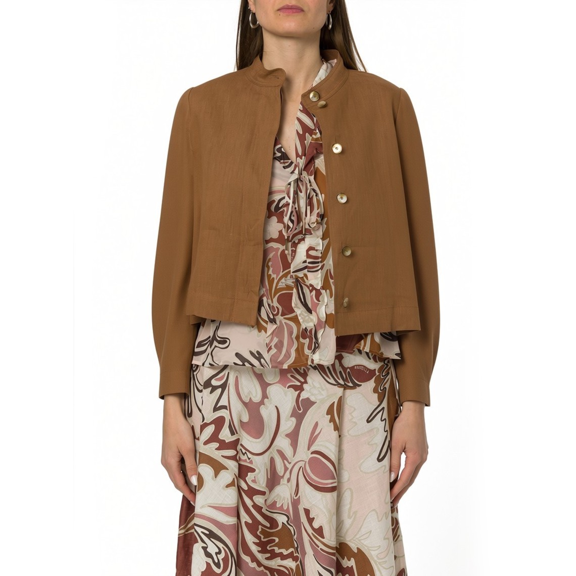 Giacca coreana in lino Marella Sport