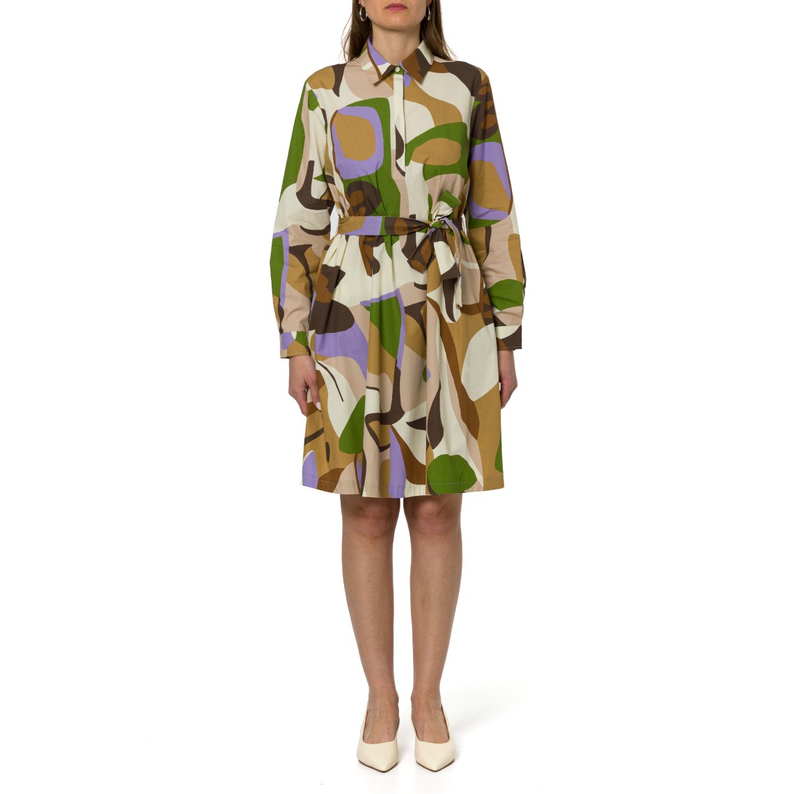 Abito in popeline stampato con cintura Emme Marella