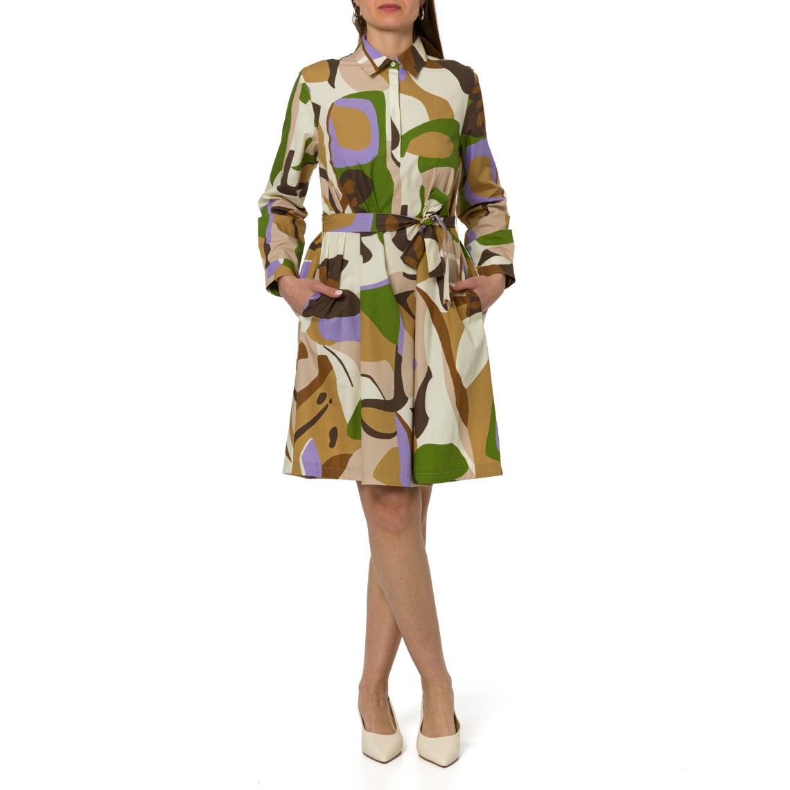 Abito in popeline stampato con cintura Emme Marella