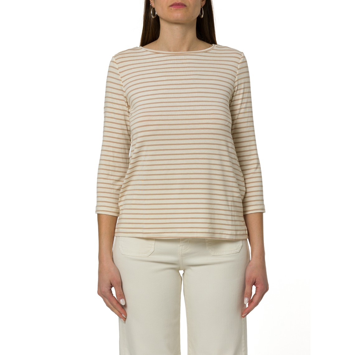 T-shirt a righe con maniche a ¾ Emme Marella